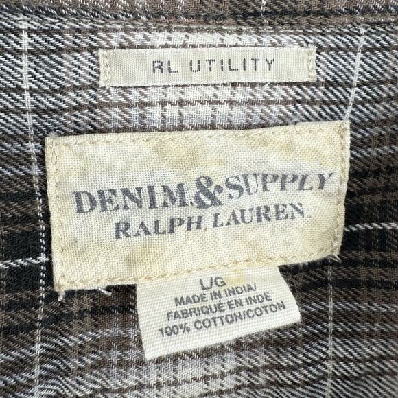 Ralph Lauren RL Utility Denim & Supply Womens Large Gray Olive Blouse Shirt Top - Picture 2 of 7